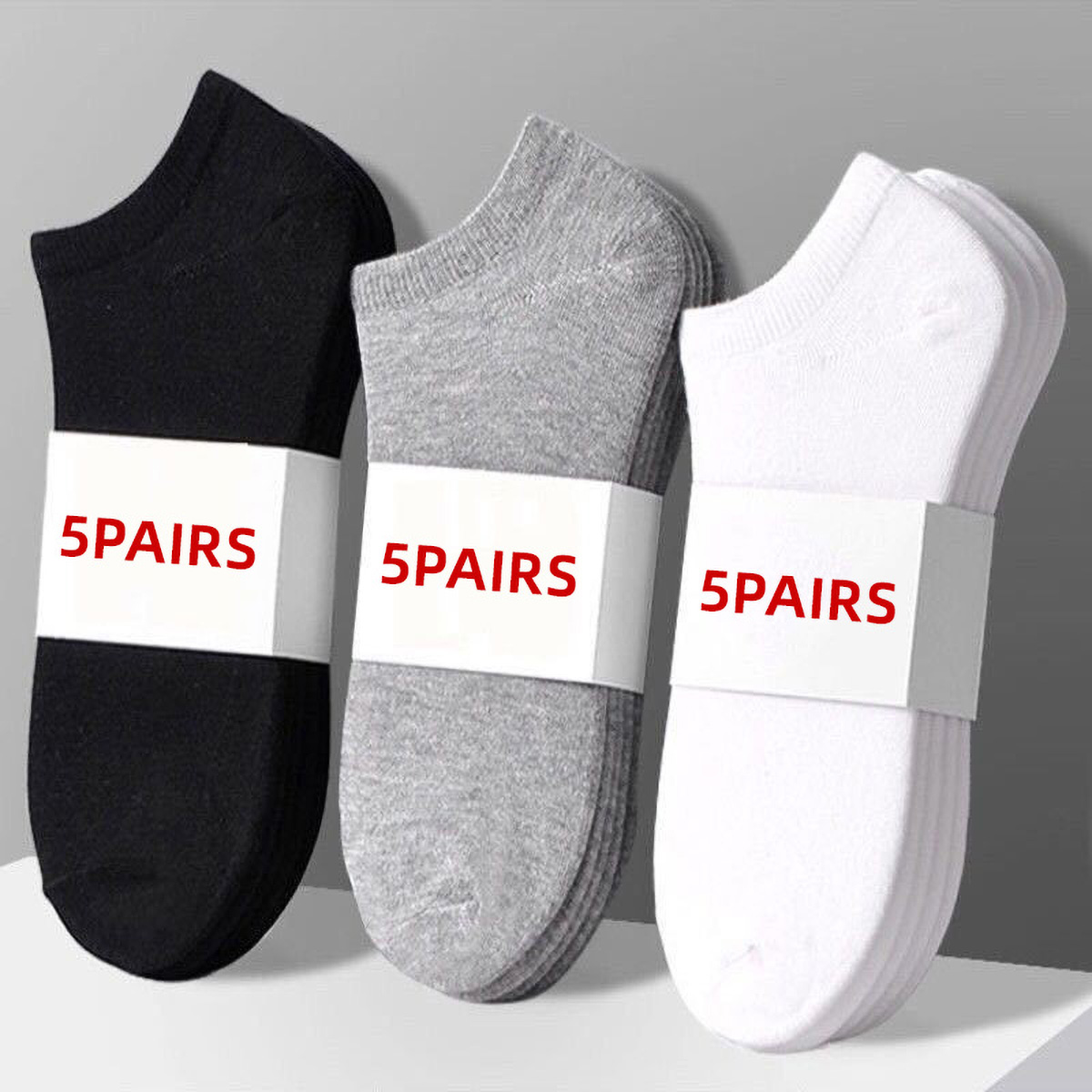 Socks Ankle Men - 5켤레 유니섹스 캐주얼 무지 보트 양말
