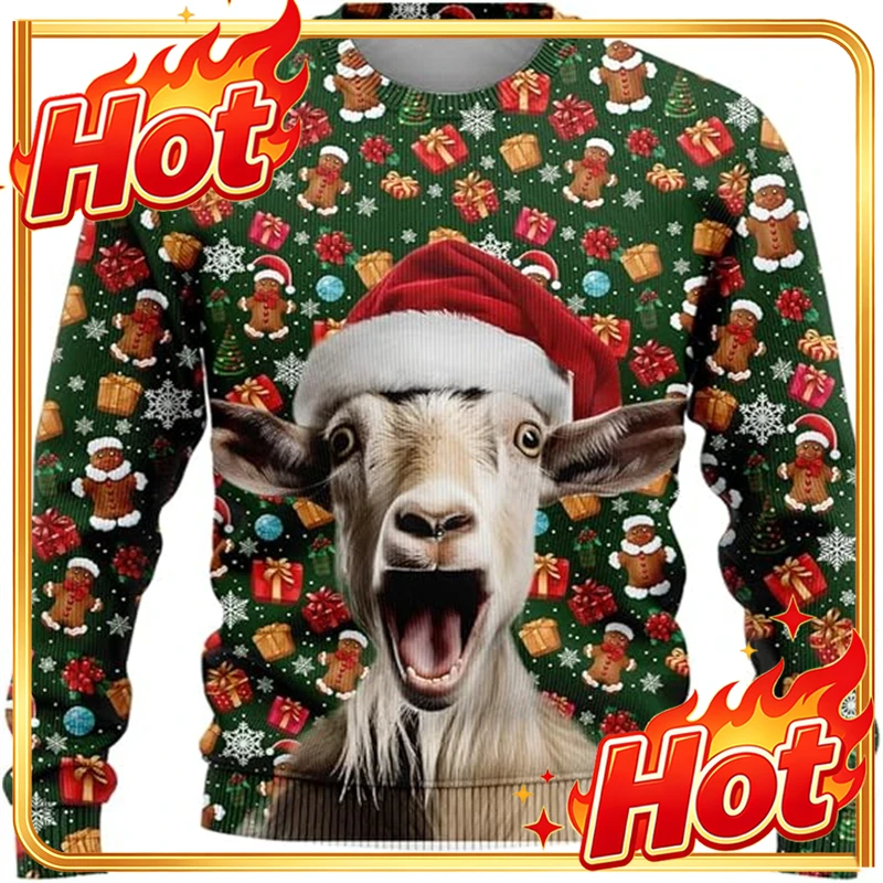 Mens Fashion Clothes - 재미있는 동물 디자인의 염소 그래픽이 들어간,