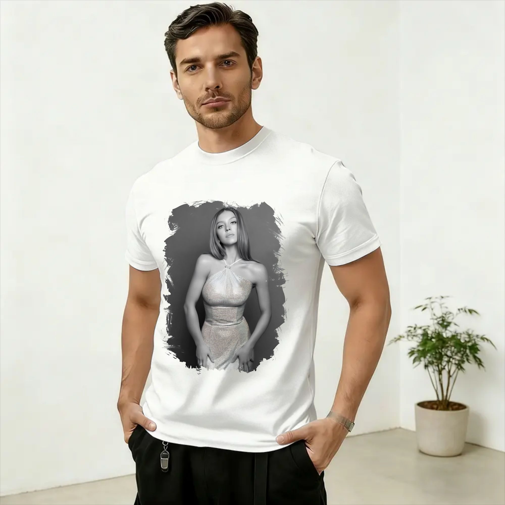 Men'S Fashion Sydney - 스트리트웨어 티셔츠 여름 시드니 스위니 패션
