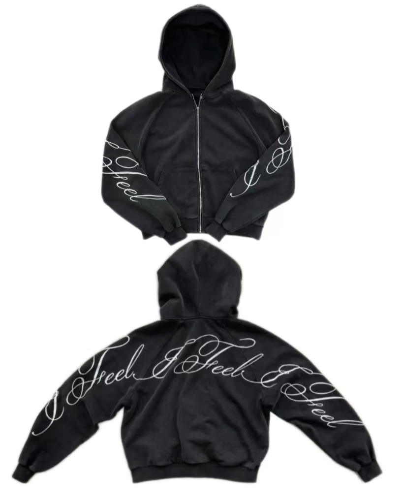 Mens Fashion Zip Up Hoodies - Y2K 하라주쿠 고딕 레터 프린트 레트로