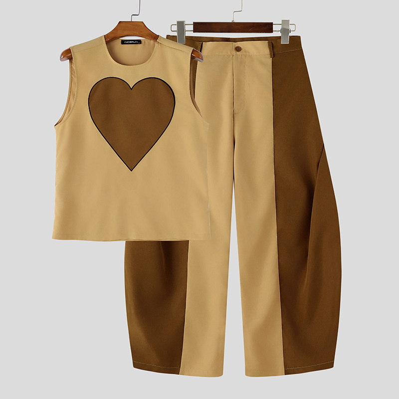Mens Fashion Summer - INCERUN 남성 세트 패치워크 컬러 블록
