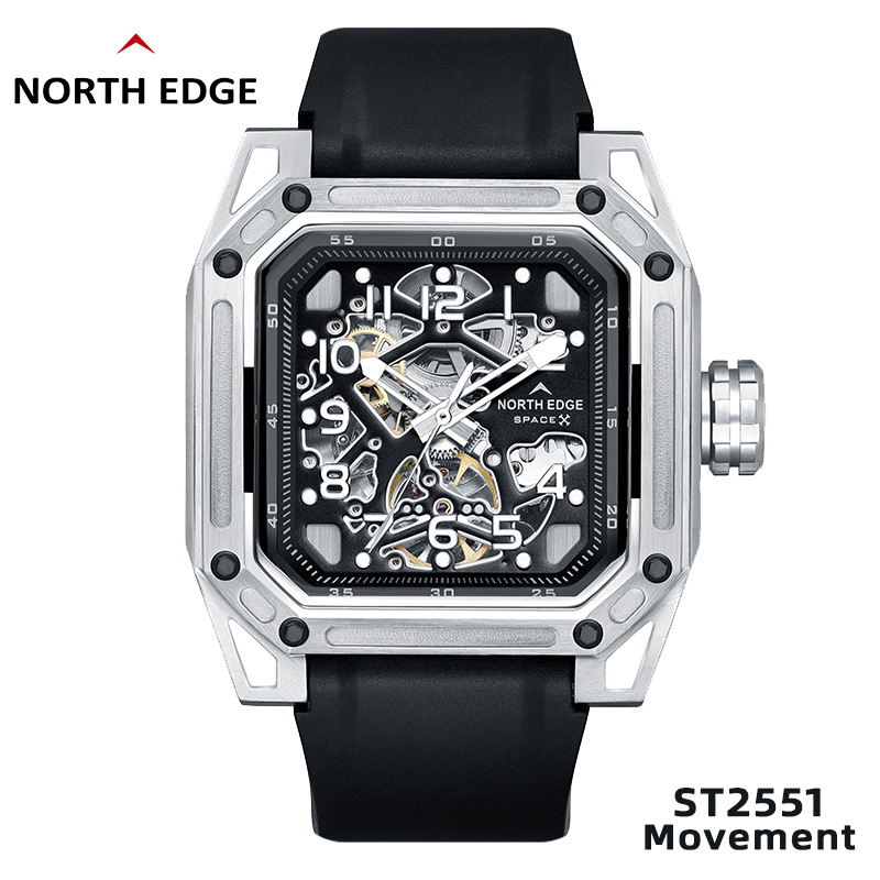 Men'S Fashion X - NORTH EDGE-남성용 기계식 시계, 스테인레스 스틸,