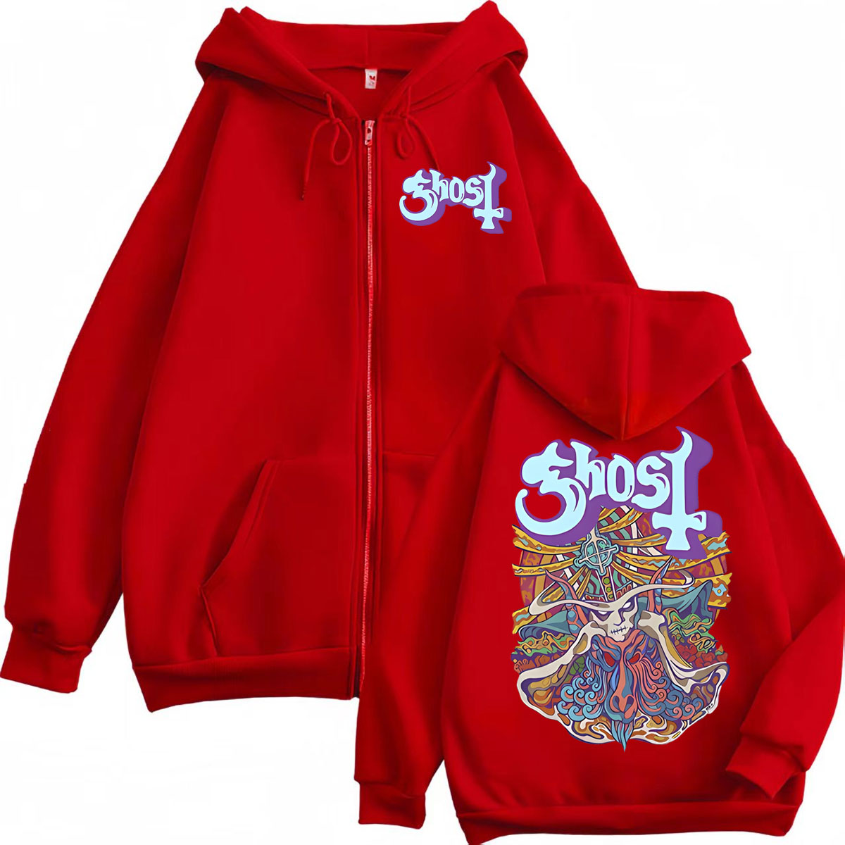 고스트 밴드 그래픽 지퍼 후드티 남녀 패션 Y2K 오버 - Mens Fashion Zip Up Hoodies 리뷰 및 가격