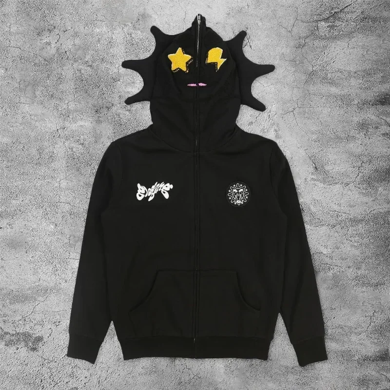 여성 남성 Y2K 패션 까마귀 편지 그래픽 인쇄 지퍼  - Mens Fashion Zip Up Hoodies 리뷰 및 가격