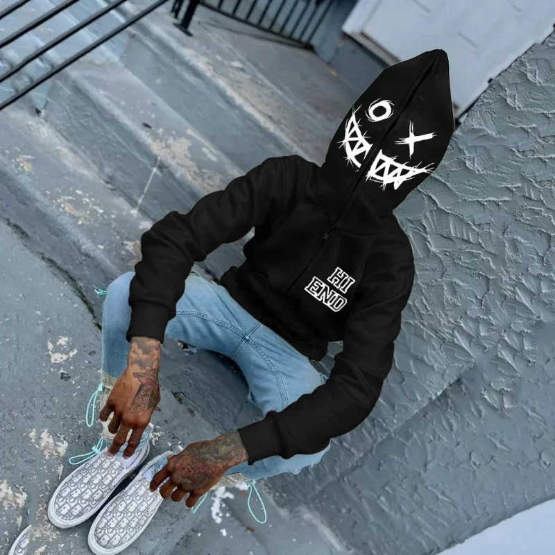 여성 남성 Y2K 패션 까마귀 편지 그래픽 인쇄 지퍼  - Mens Fashion Zip Up Hoodies 리뷰 및 가격