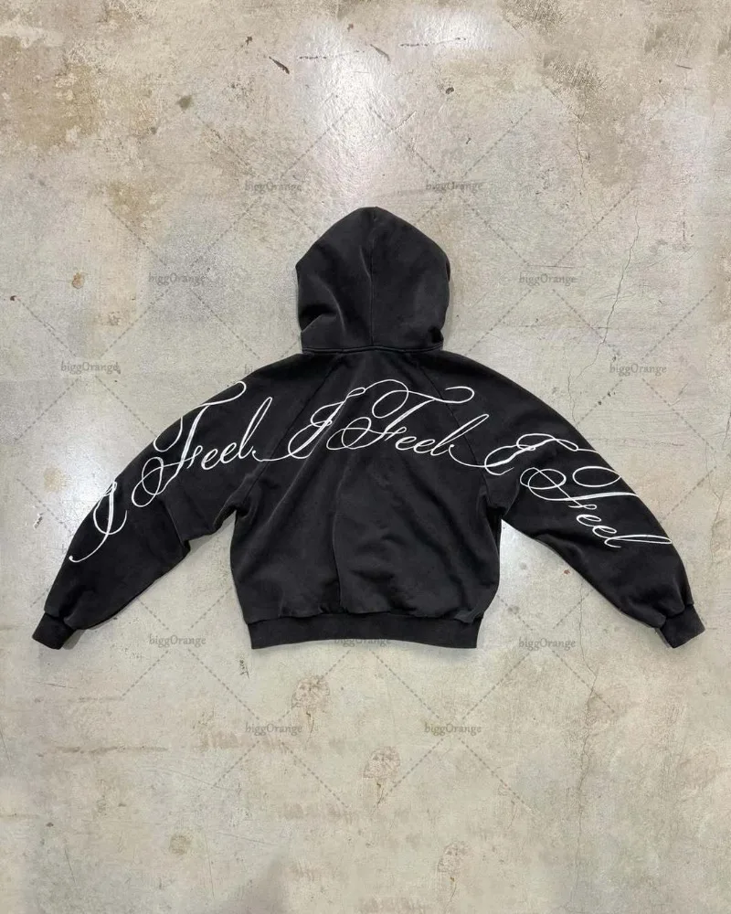 Y2K 하라주쿠 고딕 레터 프린트 레트로 패션 남성과  - Mens Fashion Zip Up Hoodies 리뷰 및 가격