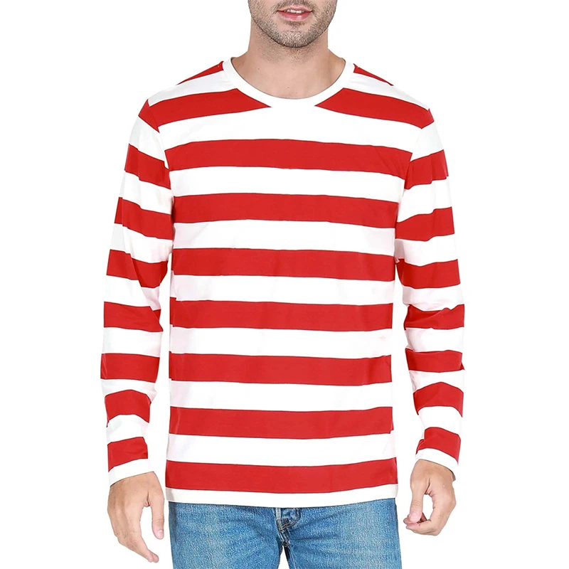 대비되는 스트라이프 패턴의 3D 프린트 남성용 긴팔 티 - Mens Fashion Clothes 리뷰 및 가격