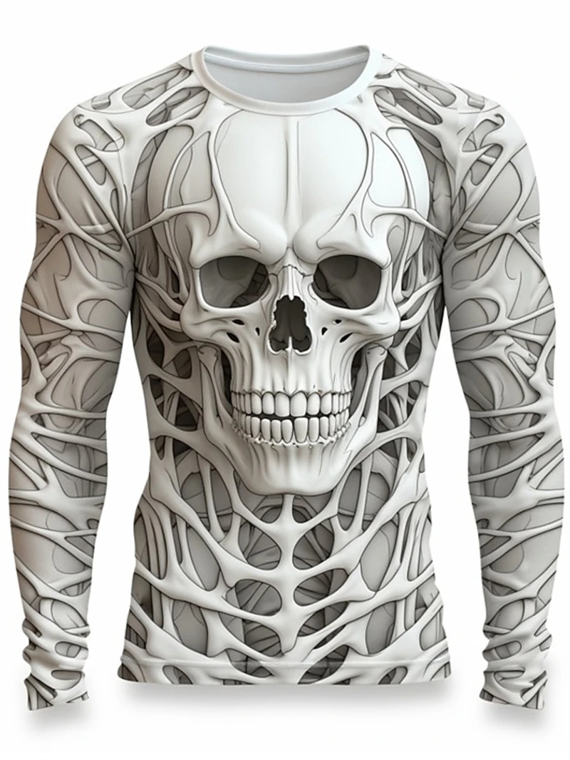 3D 프린팅 기법으로 제작된 해골 패턴 티셔츠, 남성용 - Mens Fashion Clothes 리뷰 및 가격