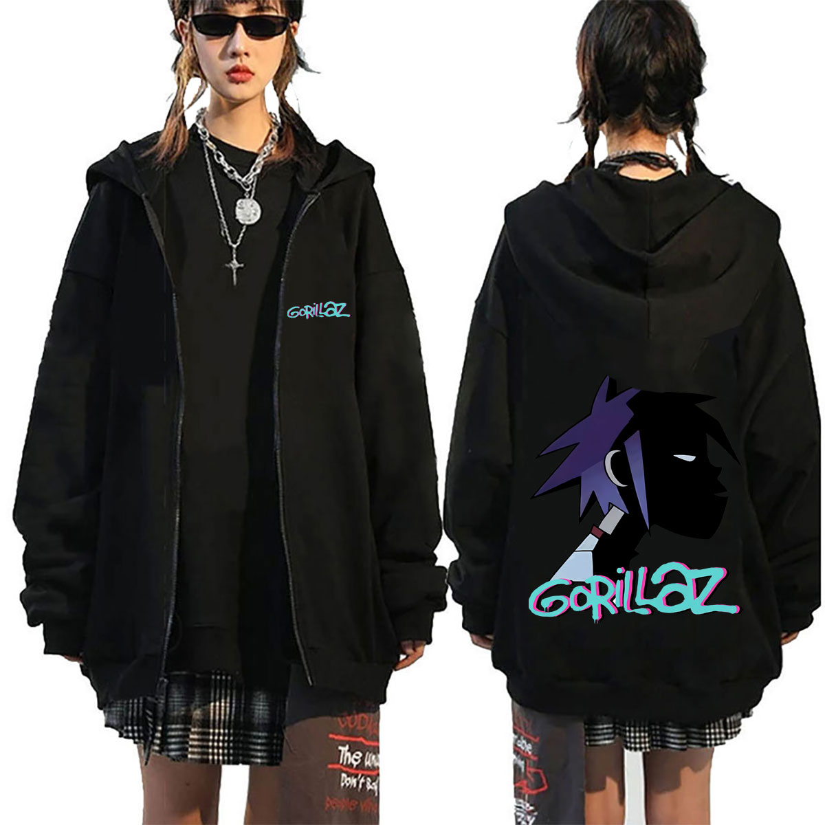 록 밴드 고릴라즈 로고가 새겨진 지퍼 후디, 남녀 공용 - Mens Fashion Zip Up Hoodies 리뷰 및 가격