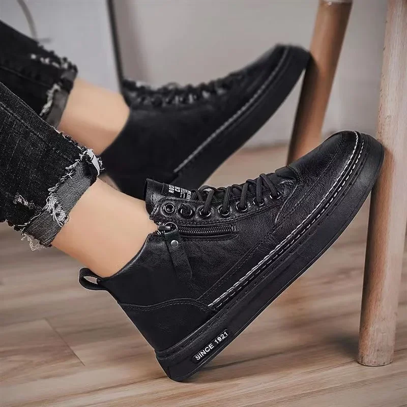 남성 신발 패션 하이 탑 스니커즈 남성용 PU 가죽 캐 - Mens Fashion Trainers 리뷰 및 가격
