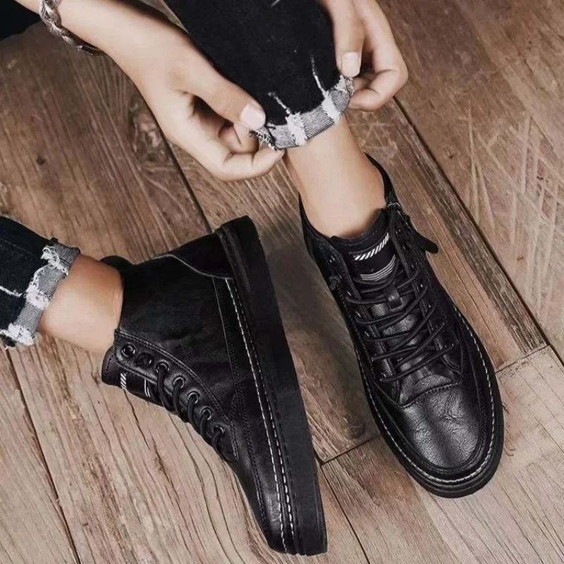 남성 신발 패션 하이 탑 스니커즈 남성용 PU 가죽 캐 - Mens Fashion Trainers 리뷰 및 가격