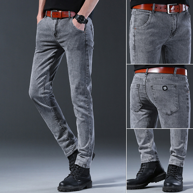 남성 슬림 탄성 그레이 청바지 패션 편안함 통기성 남성 - Men'S Fashion Grey Jeans 리뷰 및 가격