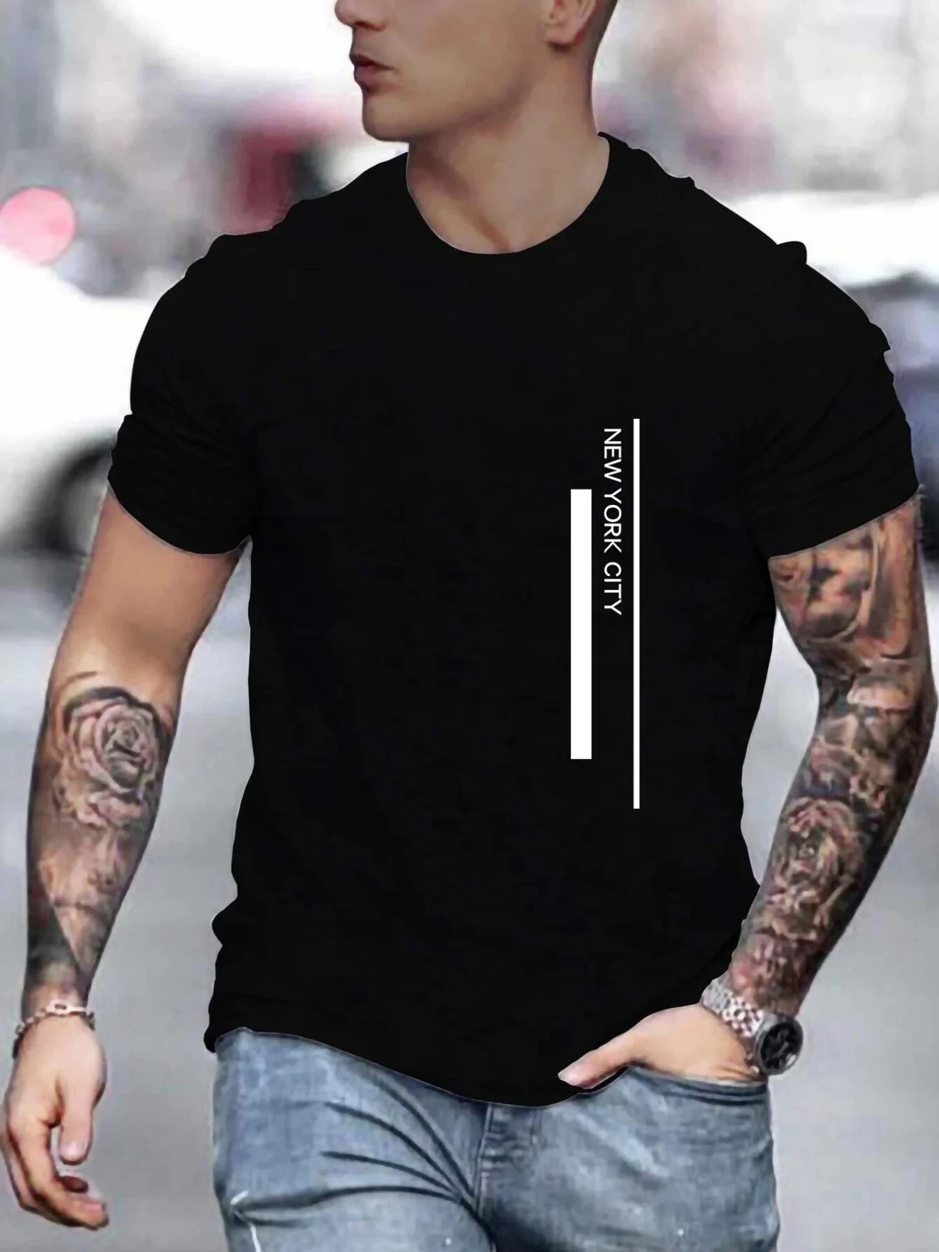 패션 NEW YORK CITY 레터 프린트 티셔츠 클래 - Men'S Fashion New York 리뷰 및 가격