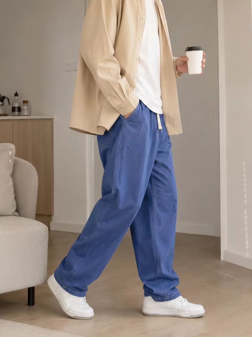 남성 캐주얼 배기 진 루즈 스트레이트 레그 가을 겨울  - Men'S Fashion Grey Jeans 리뷰 및 가격