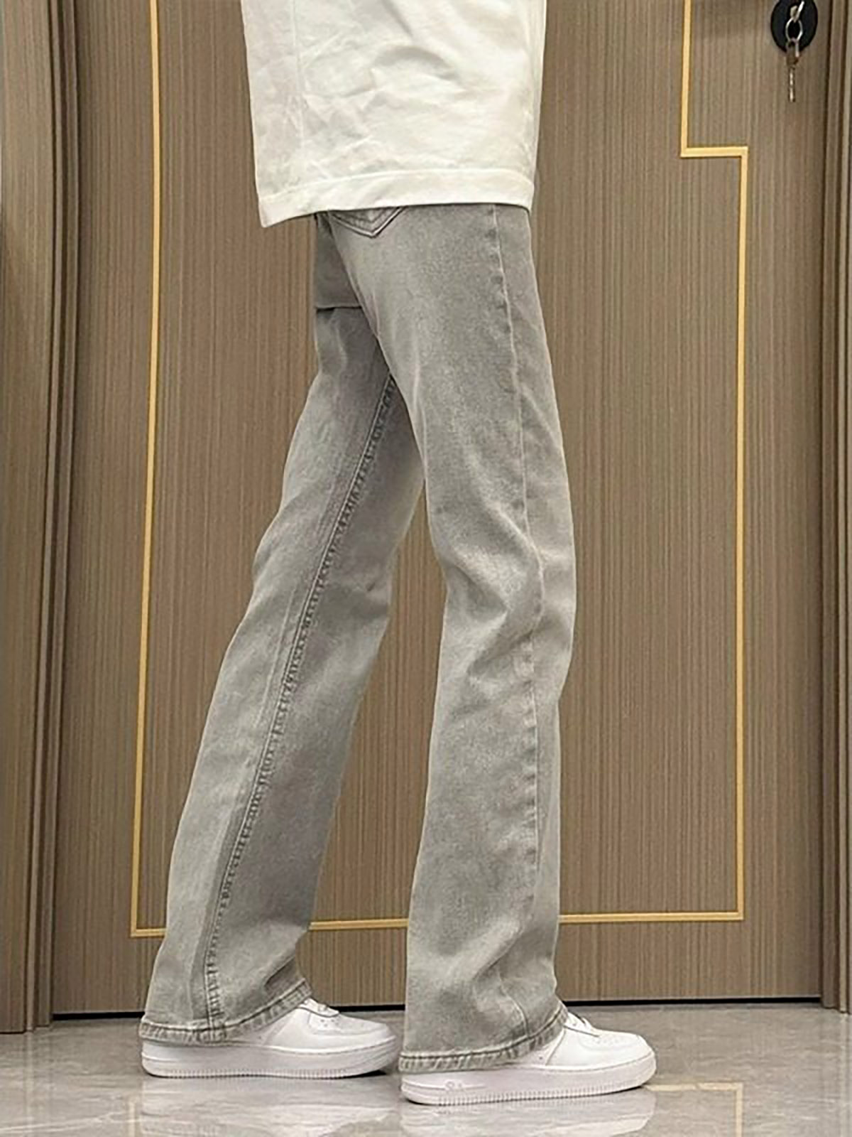 스모크 그레이 스트레이트 레그 슬림핏 남성용 워싱 빈티 - Men'S Fashion Grey Jeans 리뷰 및 가격