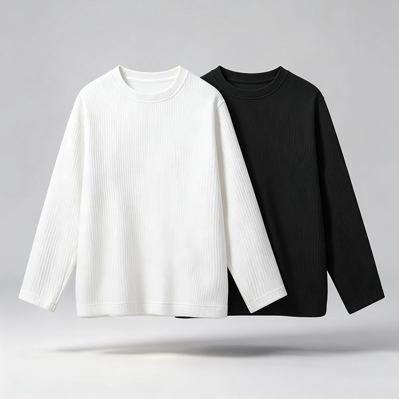 남성용 세로 골지 짜임의 크루넥 긴팔 티셔츠, 넉넉한  - Men'S Fashion T Shirts 리뷰 및 가격